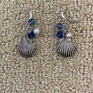 Silver Seashell Dangly Earrings